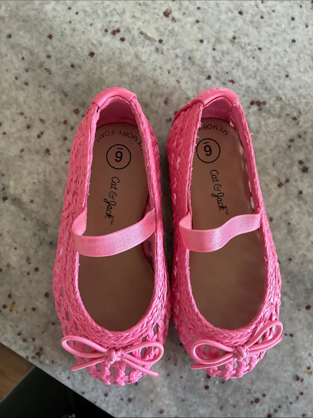Cat & Jack Bright Pink Woven Mary Jane Flats with Bow
